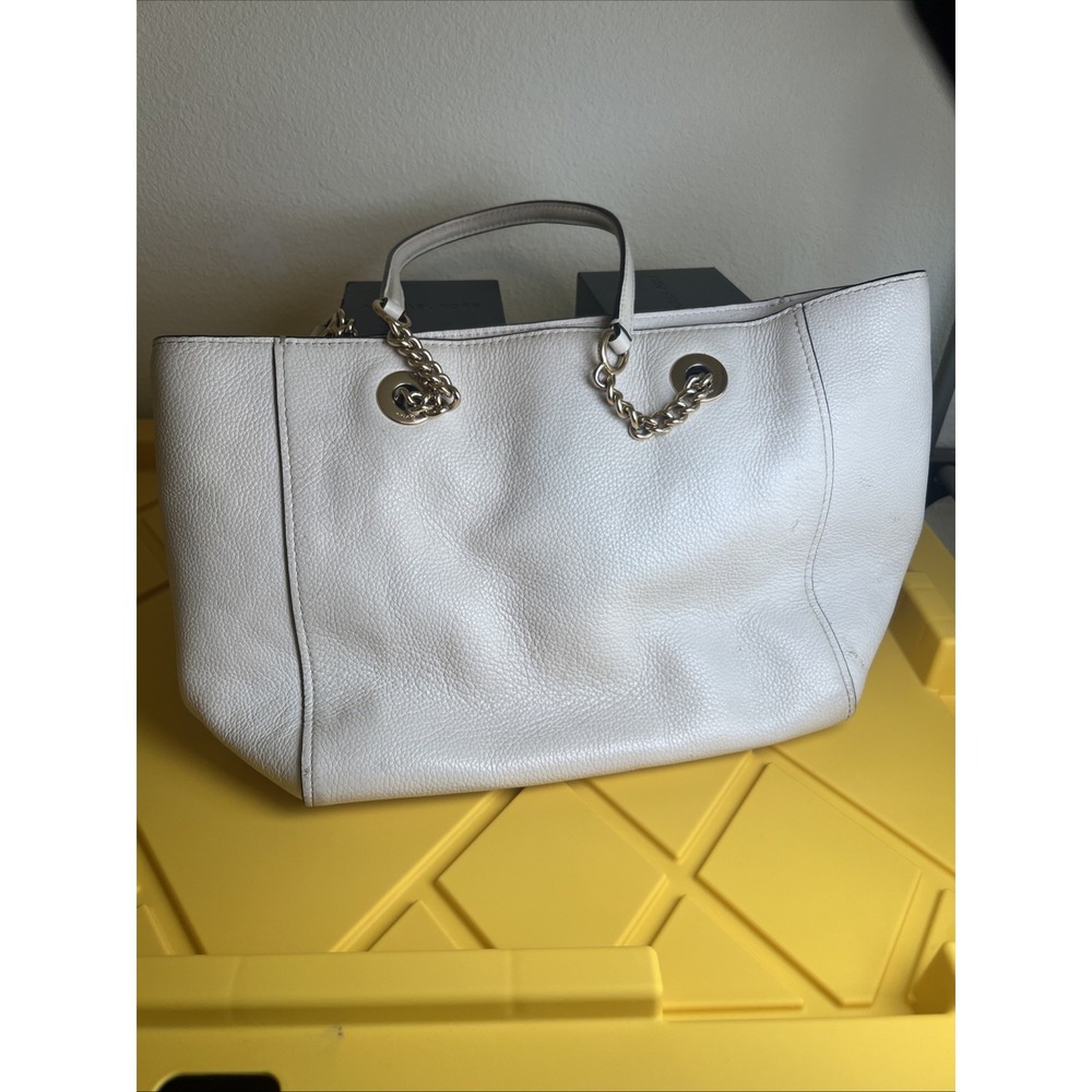 Coach Womens Black Polished Pebble Leather‎ Turnlock Chain Tote Bag 57107 - Picture 3 of 16